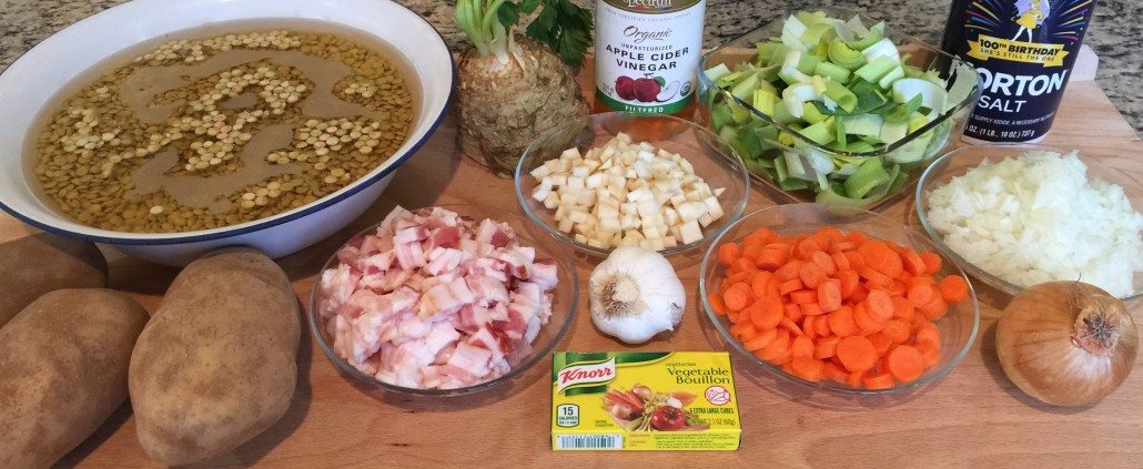 Ingredients for traditional German Lentil Soup
