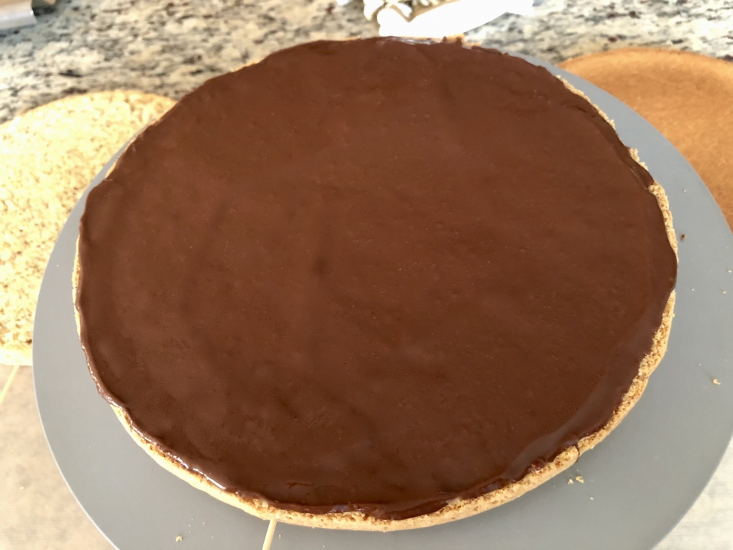 Finishing first layer of Hazelnut Cream Cake