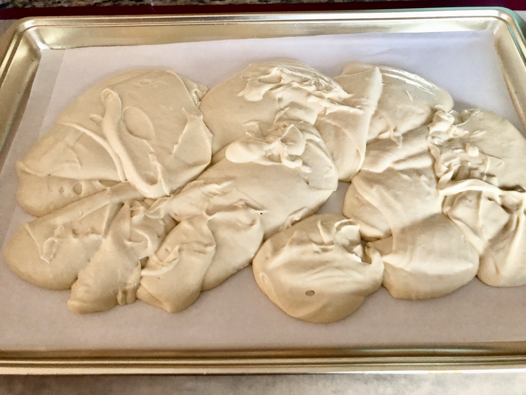 Spreading batter onto baking sheet